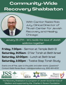 Community-Wide Shabbaton to Address Substance Use Issues in the local Jewish Community @ Multiple Locations, To Be Announced.